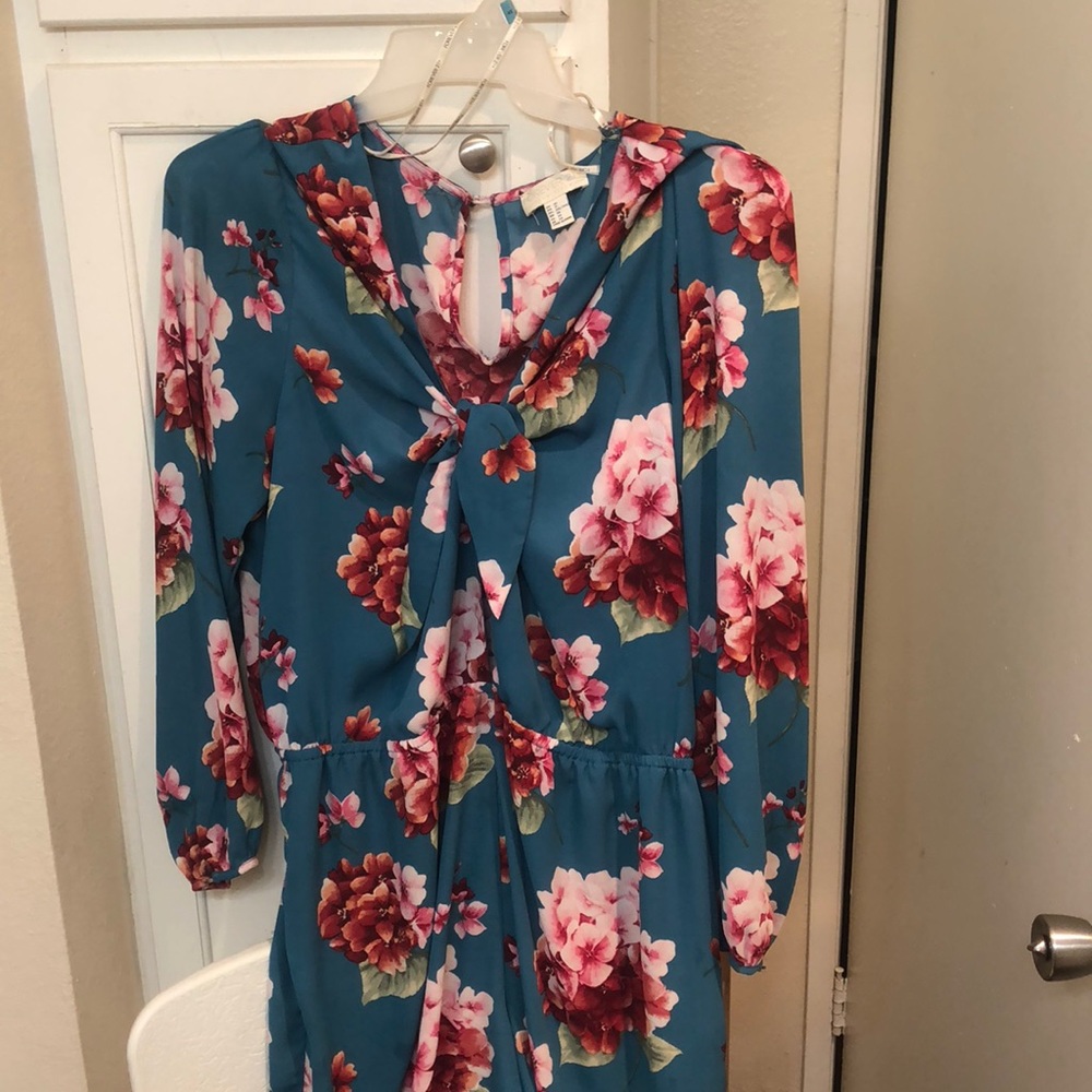 Floral teal romper